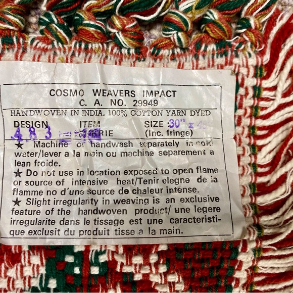 Christmas woven hearth rug, festive entry floor mat, fringed handmade - Picture 6 of 10